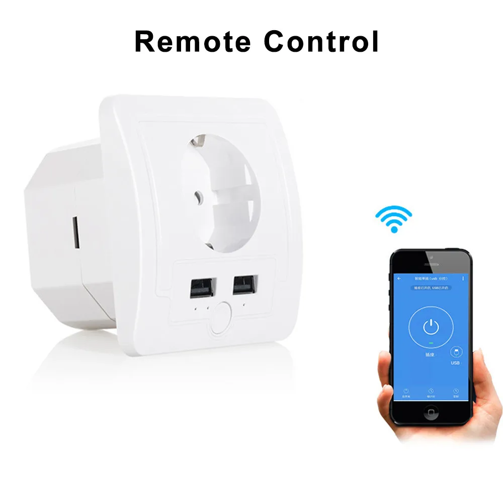 Tuya Wall EU 소켓 Zigbee 3.0/Wifi 2 USB 충전 포트 독립 제어 타이머 스위치 Alexa Google 홈으로 프로그래밍 가능