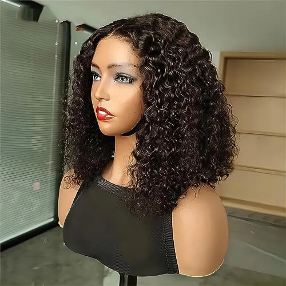 Deep Wave Lace Frontal Wigs 4x4 5x5 Glueless Wig Bob Wig 100% Human Hair Pre Plucked HD Transparent Lace For Women Natural Black