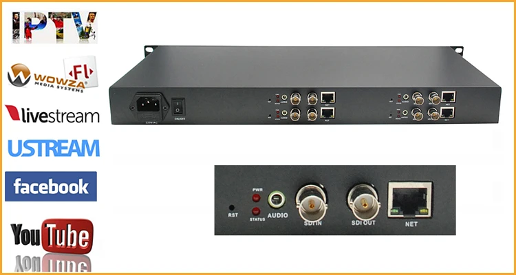 Tech 1U 4 Channels HEVC HD 3G SDI To IP Streaming Encoder With H.265 H.264 Encoder RTMP RTMPS For Live Streaming Broadcast