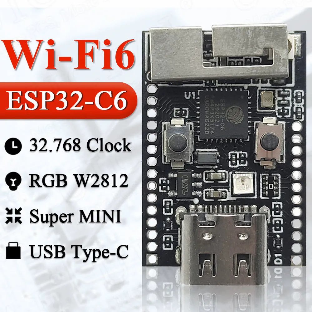 Wifi6 esp32 c6 entwicklungs board RISC-V 32-bit ESP32-C6 n4 bt wifi modul mit kristall oszillator rgb led 4mb flash low power – Detail 1