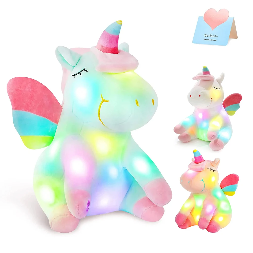 30cm LED Light Musical Unicorn Plush Toys Soft Cute Green Pink Light-up Stuffed Animals for Girls Birthday Gift Glowing Toy пенал whale unicorn pink