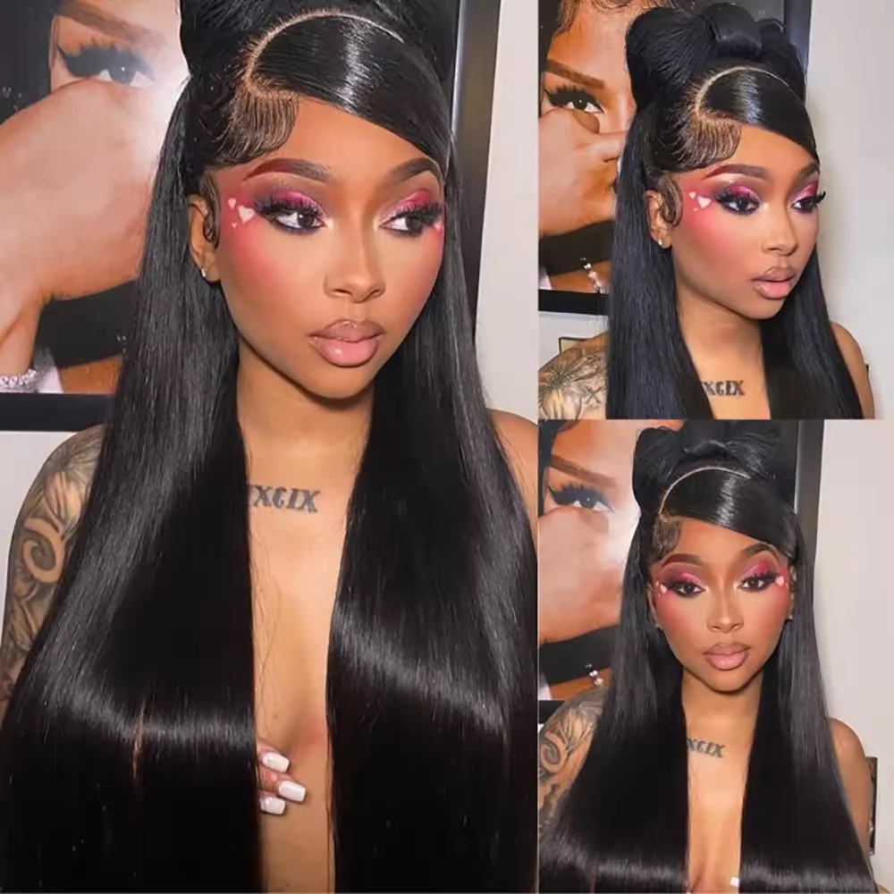 Straight 13x6 13x4 HD Transparent Lace Frontal Wigs 5x5 Glueless 30 Inch Human Hair Wig Bone Straight Extension Hair