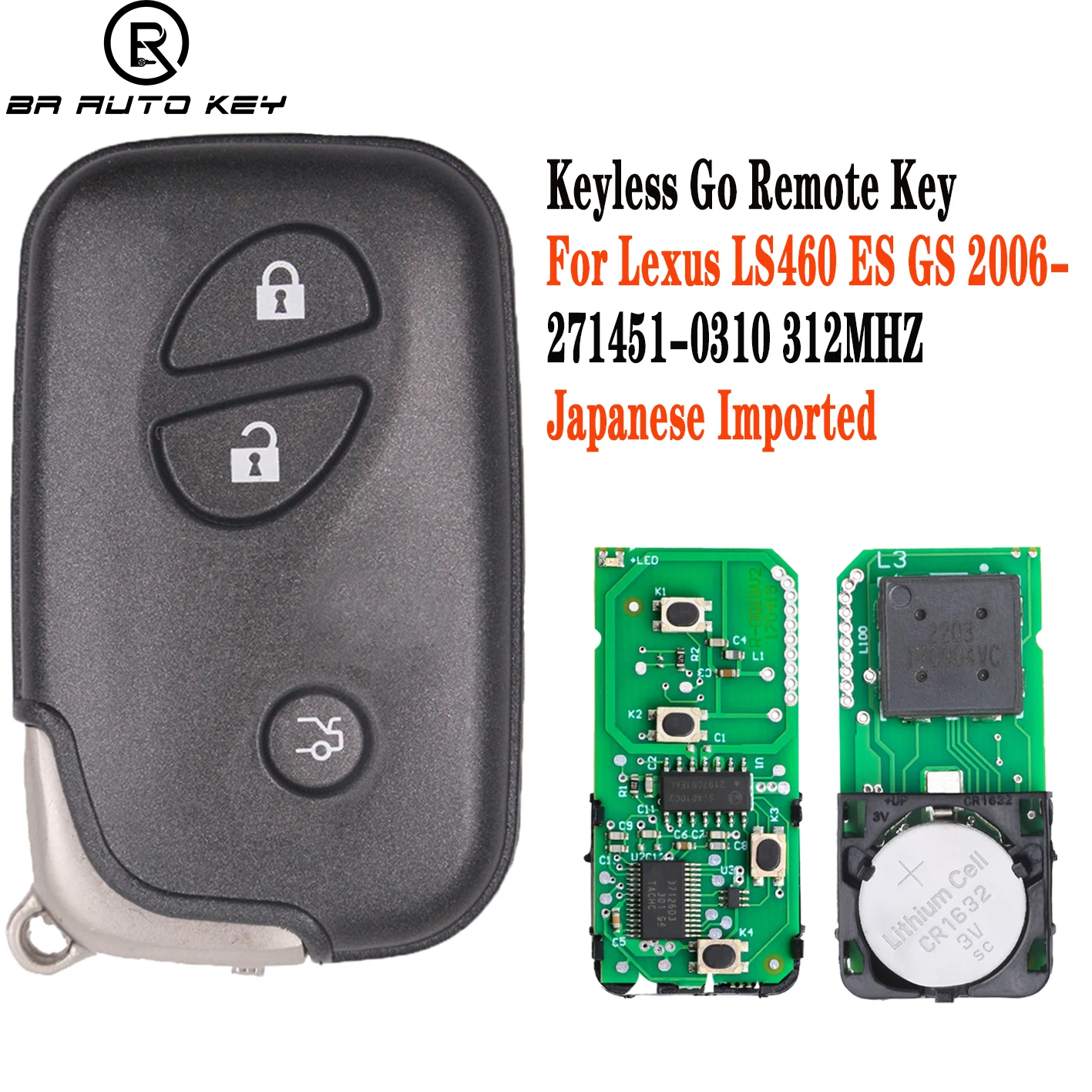 Aftermarket 3Button Smart Remote Key Fob For Lexus LS460 GS ES 2005-2012 312MHz With 4D Chip Board No:271451-0310 89904-30332