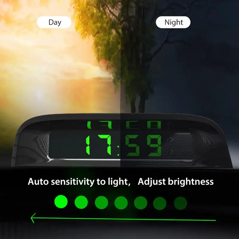 Car Clock Auto Internal Stick-On Digital Watch Solar Powered 24-Hour Car Clock with Built-in Battery Decoration Accessories car clock,car clock thermometer