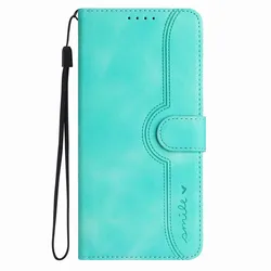 Charming Smile Wallet Flip Phone Case with Card Slots and Protective Cover for OPPO A54S (Light Blue NC)