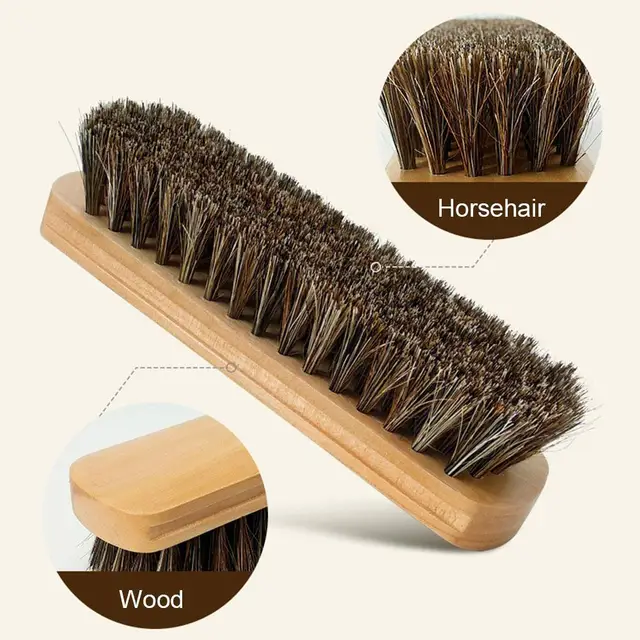 Brosse à livres en cuir de crin de cheval doux, véritable, outil de détail intérieur de voiture, livres et lavage 4
