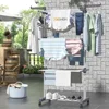 Clothes Rack, 4-Tier Foldable Drying Rack, Movable cloth drying stand with 4 castors. Stainless Steel Laundry Drying Rack 1