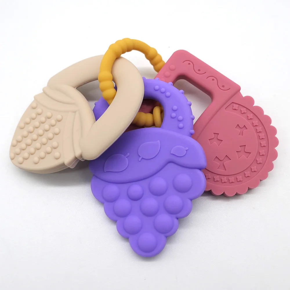 Fruit-Shaped Teether Pacifier Wristband, Anti-Thumb-Sucking Molar Soothing Toy for Teething Discomfort & Mood Relief