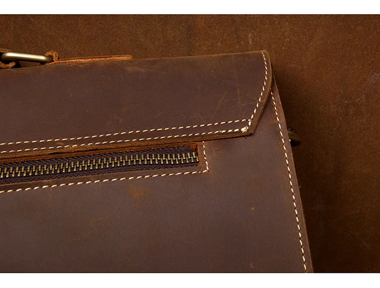 Distressed Brown Laptop Shoulder Bag Briefcase