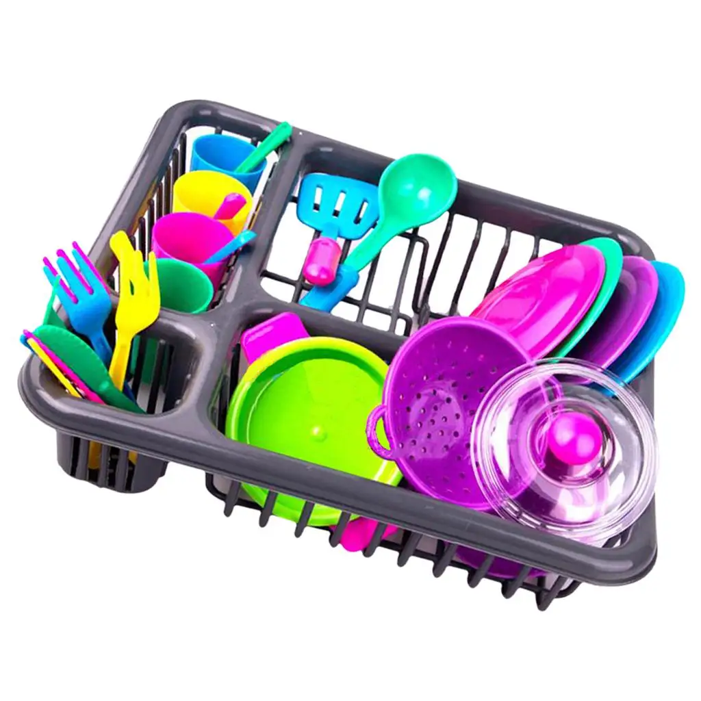 28pcs Children Role Toys Kitchen Cooking Tableware Education