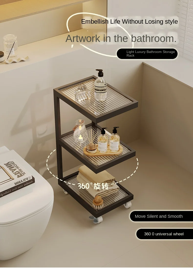 Description Picture 2 of itemHigh-end bathroom rack Floor-to-ceiling bathroom toilet crevice storage rack Narrow toilet next to storage rack Small shelf