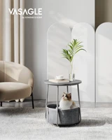 VASAGLE-Petite table basse ronde avec panier, table de salon en tissu 1
