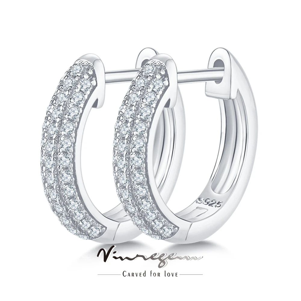 

Vinregem 18K Gold Plated GRA 3EX VVS D Moissanite Diamonds Gemstone Hoop Earrings 925 Sterling Silver Jewelry Gift Anniversary