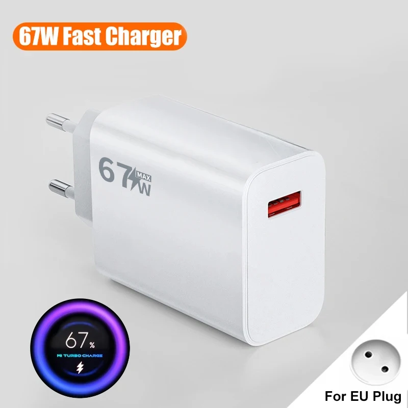 ตัวเลือกสินค้า Original 67W Fast CHARGING EU US อะแดปเตอร์ USB ประเภท C สําหรับ Xiaomi Redmi POCO ONEPLUS OPPO VIVO SAMSUNG ชาร์จโทรศัพท์