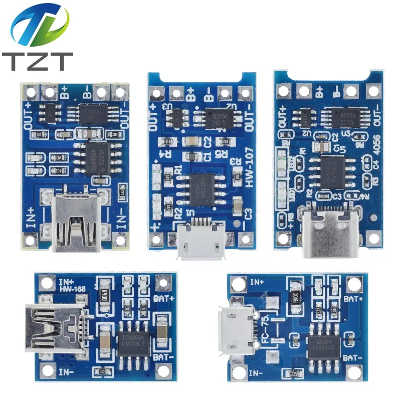 Module Chargeur TP4056 Pour Batteries 18650 LiPo/Lithium, 1A, Avec Protection Contre La Décharge - Neuf