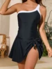 One Shoulder Swimwear Beach Dress 2025 Women One Piece Fashion Swimsuit Female Solid Bathing Suit Summer Swimming Bodysuit xxl