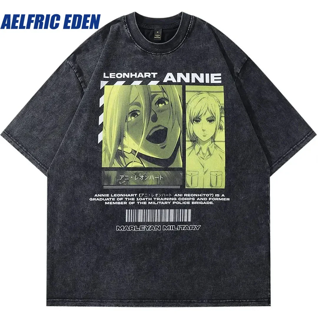 

Aelfric Eden Men Vintage Tshirt Y2K Streetwear Hip Hop Japanese Anime Comics Cartoon Graphic Print Washed T-Shirt Harajuku Tees