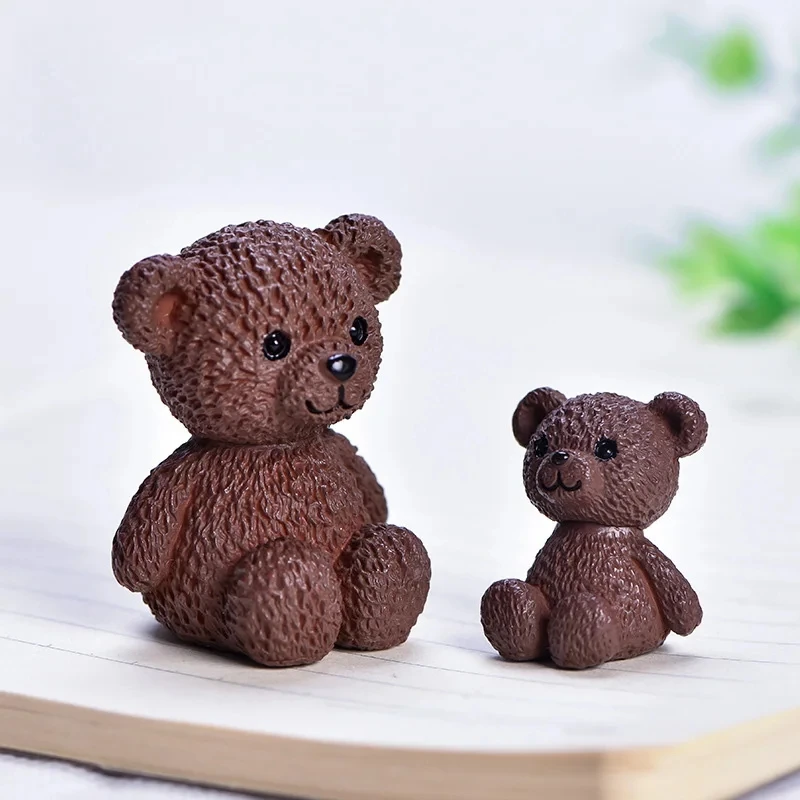 New Resin Kawaii Bear Figurines Miniature Craft Fairy Garden Ornament Miniature Dollhouse Home Decoration Accessories Hot Sale