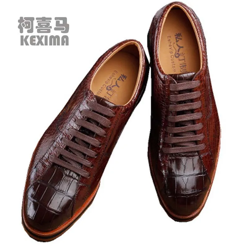 

ourui new arrival true crocodile leather male lace-up Single shoes brown Genuine leather business Men's leather shoes men shoes