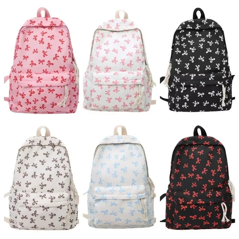 1Pcs New Lightweight Bow Backpack Nylon Cute Students School Bag Large Capacity Storage Bag for Girls 2