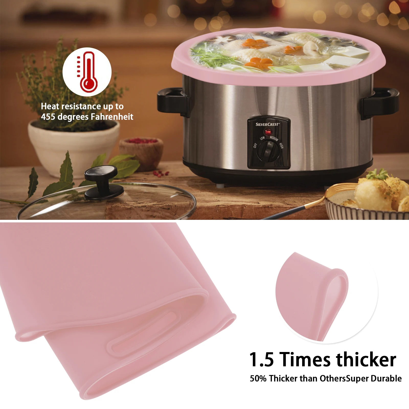 2Pcs Slow Cooker Liners Silicone Crock Pot Divider Reusable Safe