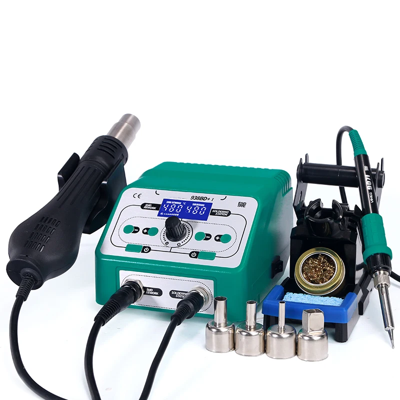 

938 Intelligent Hot Air Gun Soldering Station Two-in-one Electric Soldering Iron Digital Display Adjustable Temperature