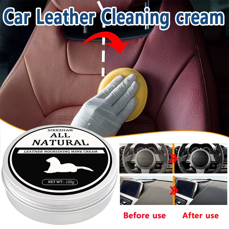 Leather cleaner Car Leather cleaning cream Seat maintenance Care oil Leather sofa Shoe restoration Cleaner car Interior polishing SIKEZHAN