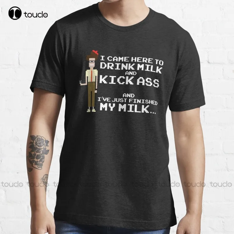 New Drink Milk Kick Ass - Moss The It Crowd T-Shirt Cotton Tee Shirt S-3Xl Custom Aldult Teen Unisex Digital Printing Tee Shirts