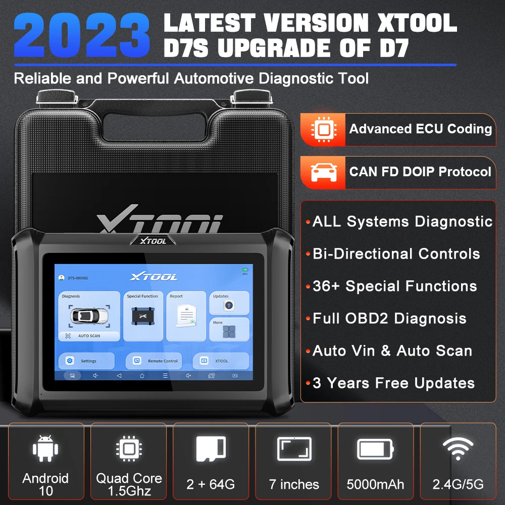 XTOOL 모든 시스템 진단 도구, ECU 코딩 스캐너, 자동 키 프로그래머, 38 리셋 기능, 활성 테스트 코드 리더, PK D7
