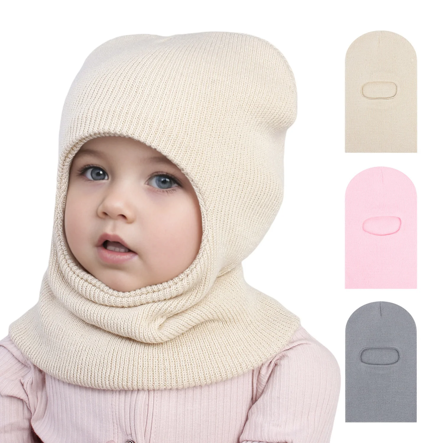 New style kids' hat Baby fall and winter new wool knit pullover hat Solid color warm hat for autumn and winter children's beanie 2