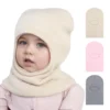 New style kids' hat Baby fall and winter new wool knit pullover hat Solid color warm hat for autumn and winter children's beanie 2
