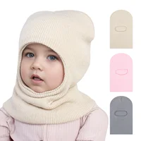 New style kids' hat Baby fall and winter new wool knit pullover hat Solid color warm hat for autumn and winter children's beanie 2