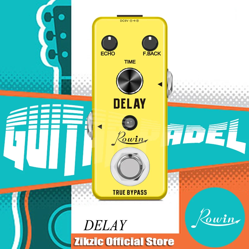 Rowin 기타 지연 아날로그 페달 빈티지 일렉트릭 기타 에코 페달 미니 사이즈 트루 바이 패스 LEF-314 