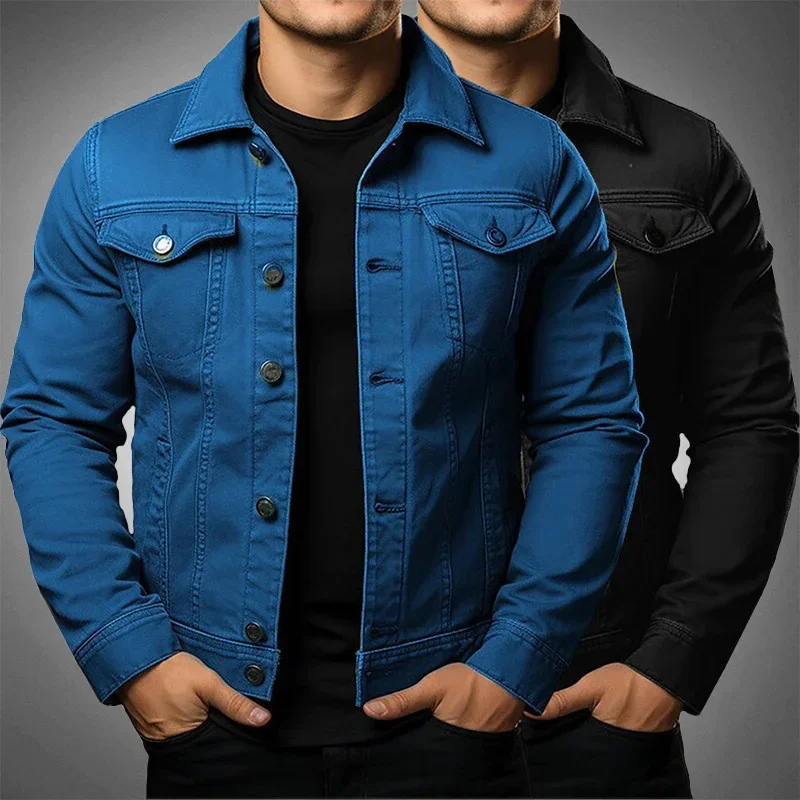 

Washed Denim Top Autumn Loose Large Size Denim Jacket Men Tooling Jacket Men