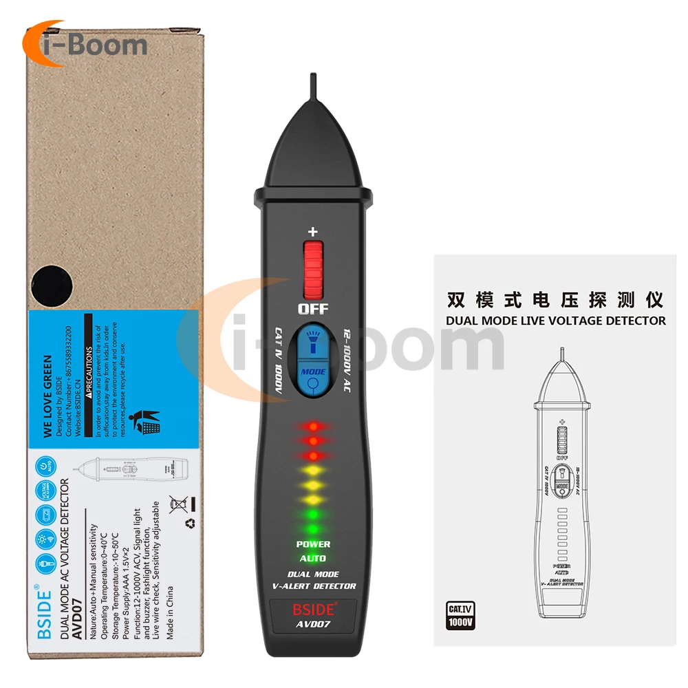 

AC12~1000V Electrical Test Pens Non-Contact Voltage Detection Indicator Insulation Pens High Voltage Audible and Visual Alarms