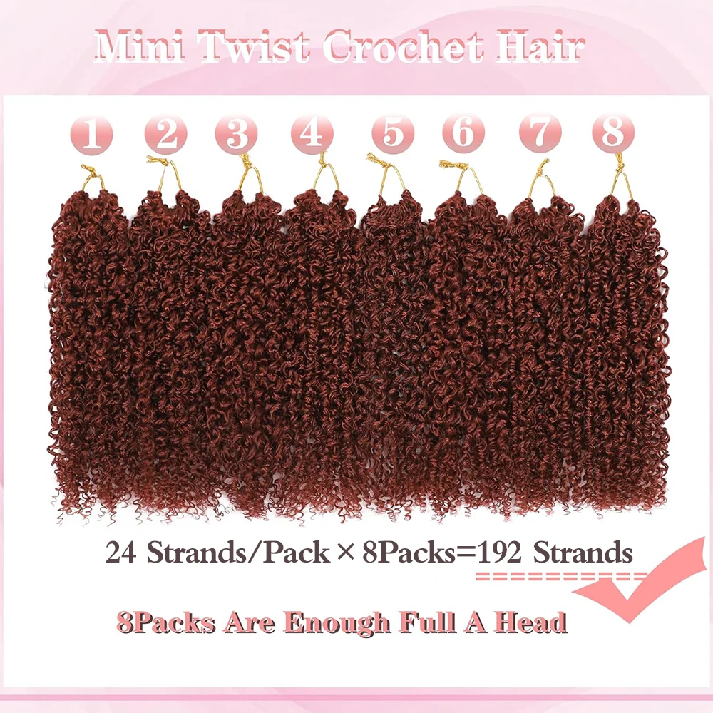 Yanky Twist Crochet Hair 8/12 Inch 1/8Packs Bohemian Passion Twist Spring Mini Twist Crochet Hair for Black Women Synthetic Hair 4