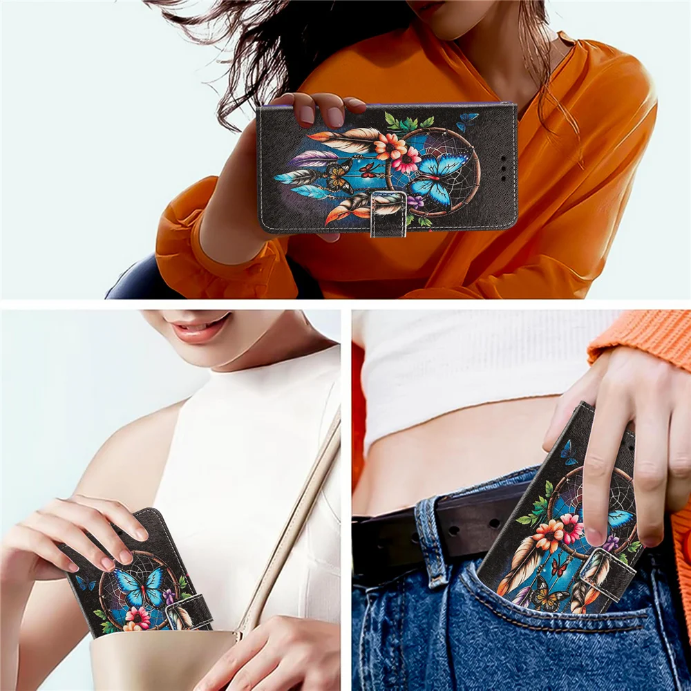 Floral Leather Flip Cover - Stylish Phone Case
