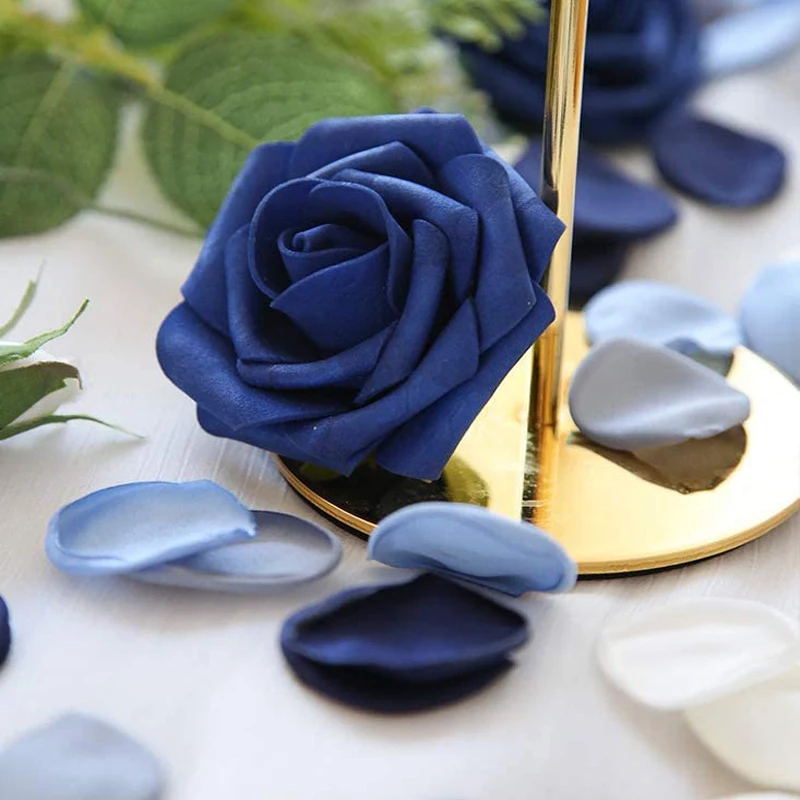 Artificial Rose Petals 100pcs Silk Rose Petals Dusty Blue Navy For Wedding Flower Girl Basket Aisle Scatter