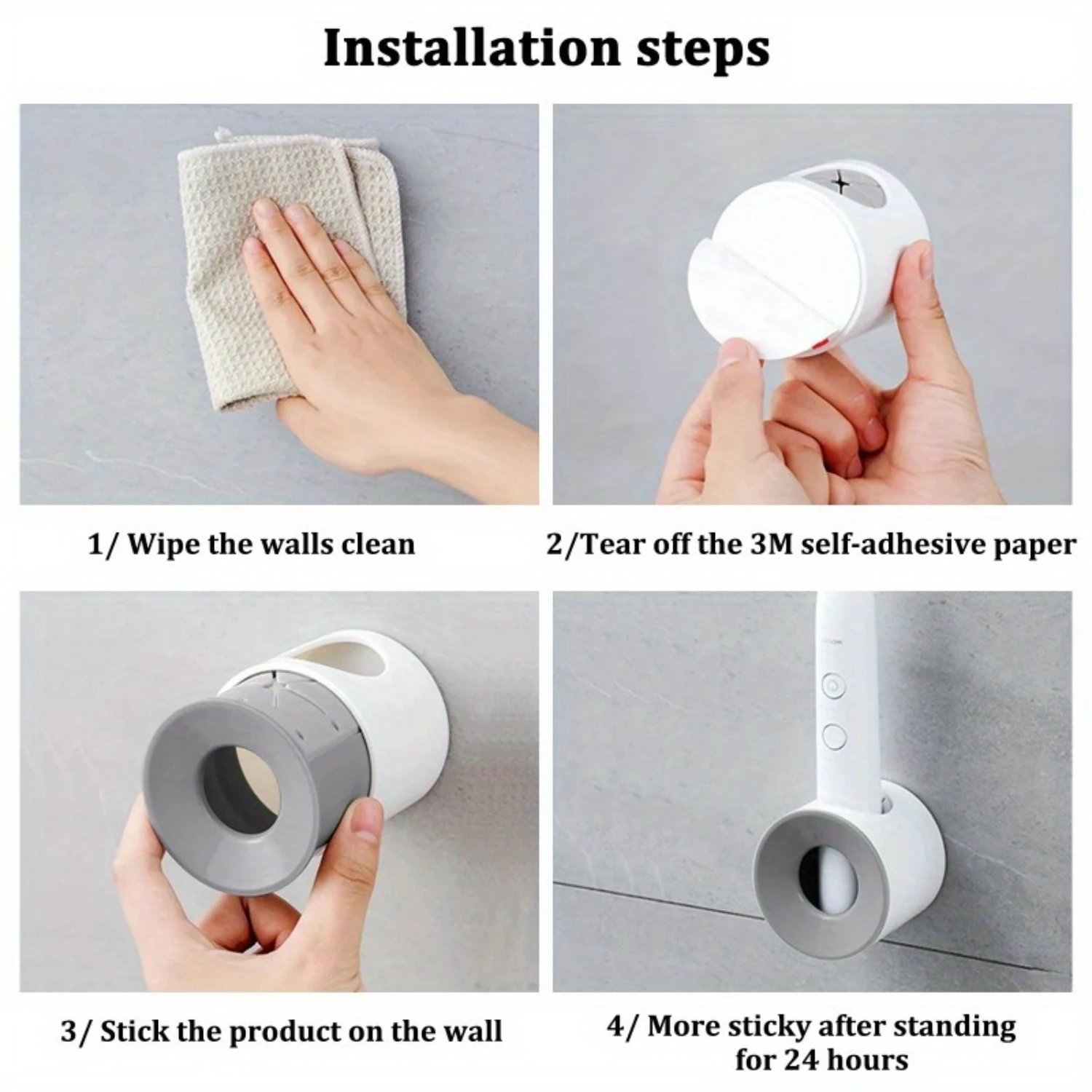 Toothbrush Holders Self-Adhesive Easy to Install Space-Saving Bathroom Organization Accessories Durable Plastic