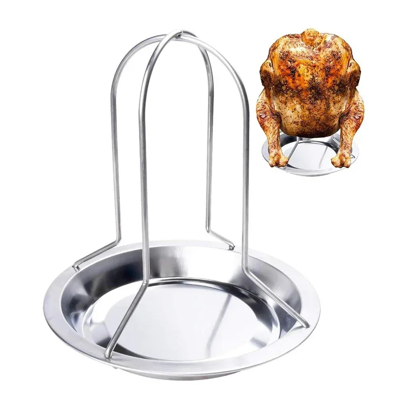 BBQ Tools Chicken Roaster Rack Bowl Carbon Steel Beer Can Chicken Turkey Roaster Grill Stand Holder Tray Set Combo