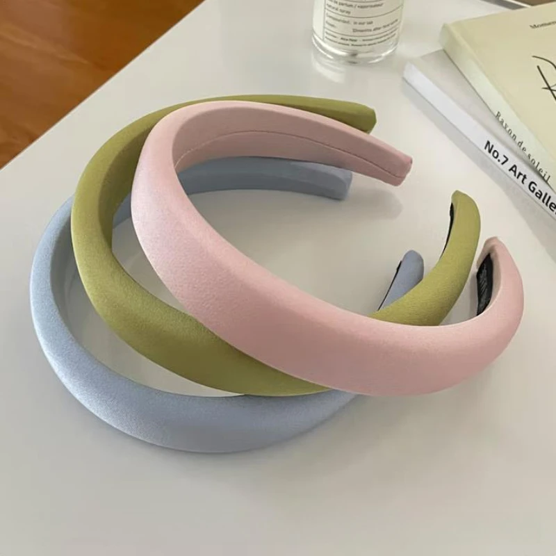 3CM Fashion Women's Headbands Sweet Solid Color Sponge Padded Hairbands Lady Girls Daily Press Hair Hoop Accessories