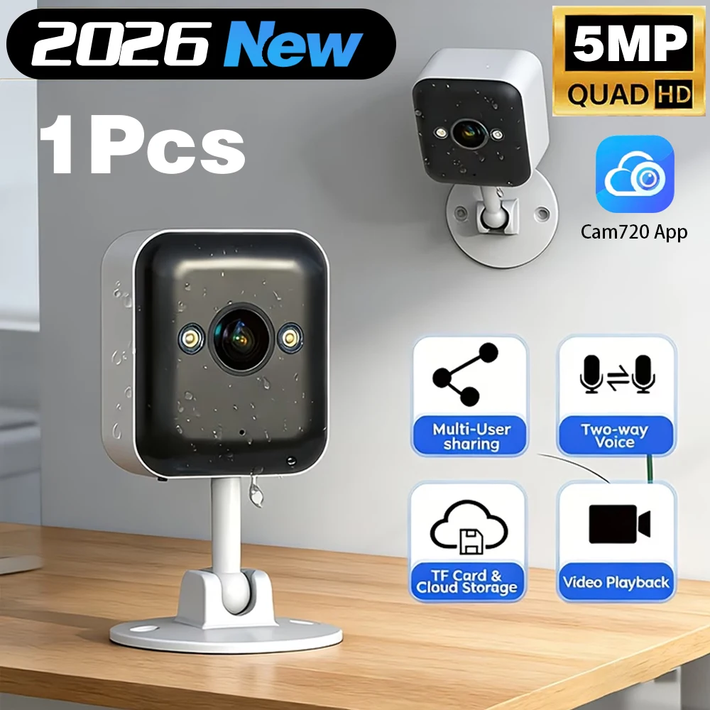 Домашня бездротова камера Cam720 APP HD 5MP, міні-камера 2.4G WiFi для приміщень із функцією виявлення людини, відеоняня, цілодобовий відеозапис, CCTV