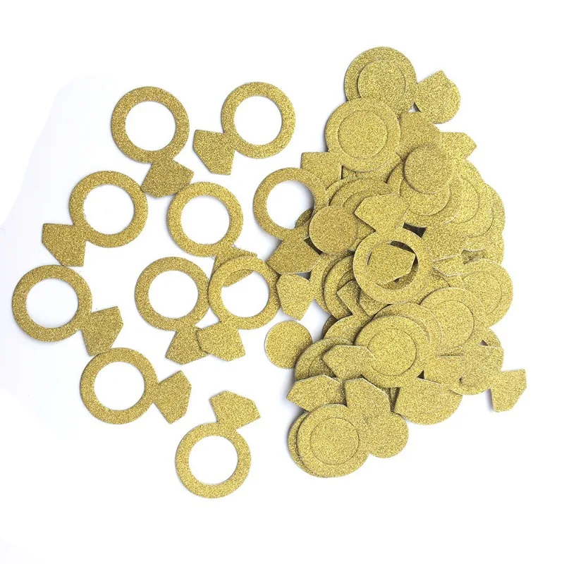 Gold Confetti Mix-Metallic Hearts, Stars, Rings & Circle Paper Sprinkles for Wedding/Birthday Decor, Toss & Banner Flags