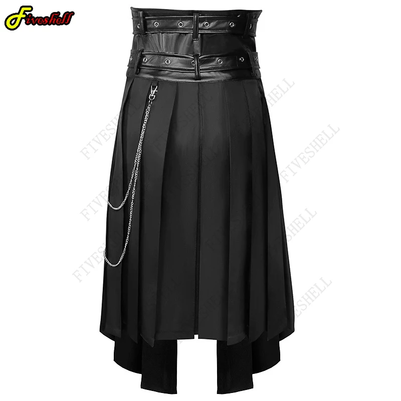 あおばくん着用　minus(-) leather utlity kilt Black 'Winguric' Male's Asymmetric Mid-Skirt Kilt by Punk