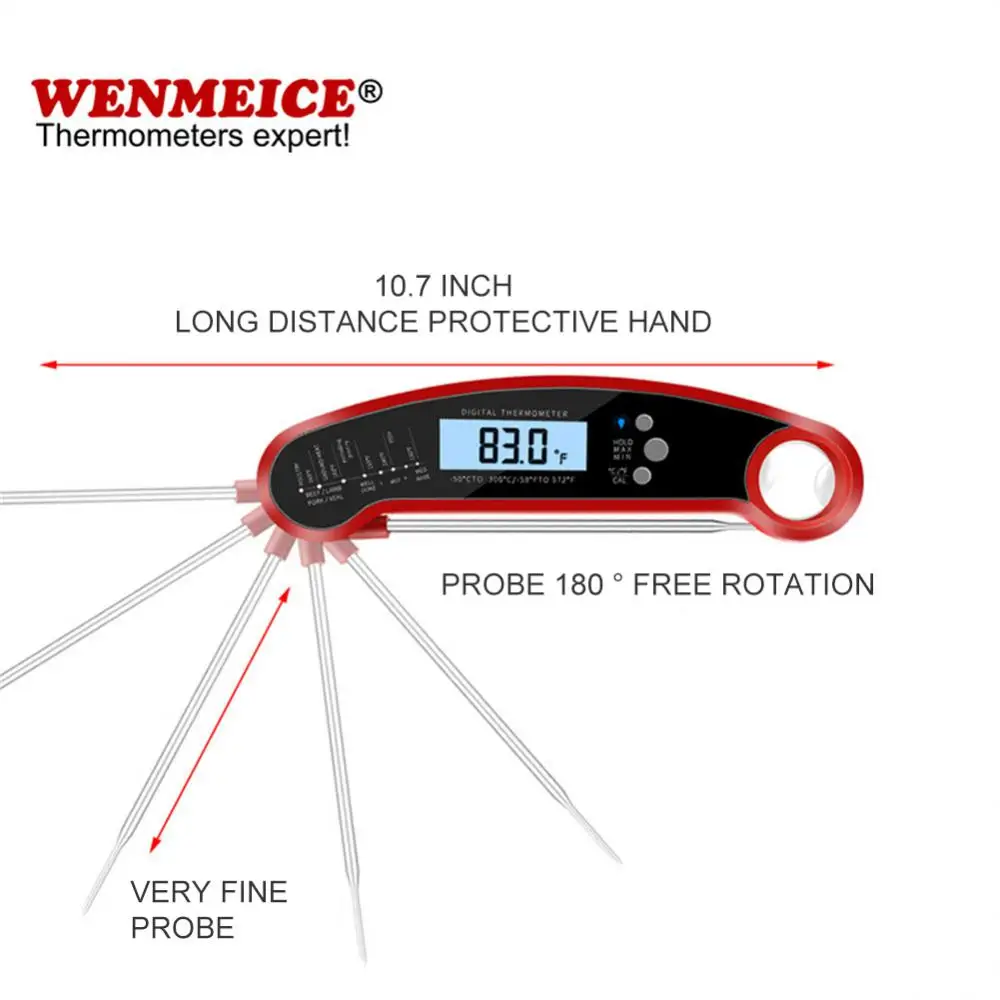 Acheter Thermomètre à viande pliable, Anti-brûlure, réutilisable,  numérique, pratique, testeur de température des aliments, accessoires de  cuisine