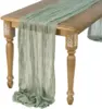 Semi-Sheer Sage Gauze Table Runner Cheesecloth Table Setting Dining Vintage Wedding Party Christmas Banquets Arches Cake Decor 1