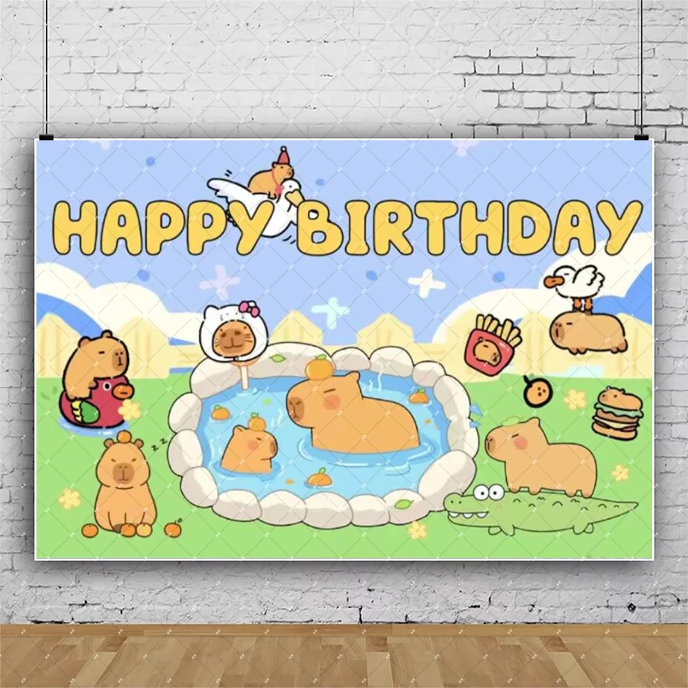 Cartoon Capybara Geburtstag Party Dekoration Einweg Geschirr Tasse Teller Servietten Ballon Tischdecke Banner Baby Dusche Spielzeug Geschenk – Detail 21