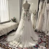 Mryarce 2024 Colorful Embroidery Lace Flowy Wedding Dresses Sleeveless A Line Open Back Bridal Gowns 4