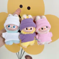 MIni Labubu Clothes Knit Flap Hat and T-Shirt Set For 10.4cm Labubu V4 The Monsters Pin for Love Series Doll Clothes Accessories 1