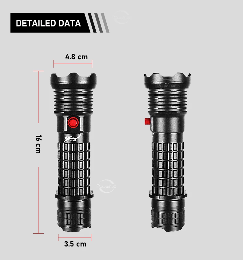 Description Picture 2 of itemProfessional Spearfishing Hunting Scuba LED Diving Flashlight 26650 Rechargeable Diving Torch IPX8 Waterproof Underwater Lantern
